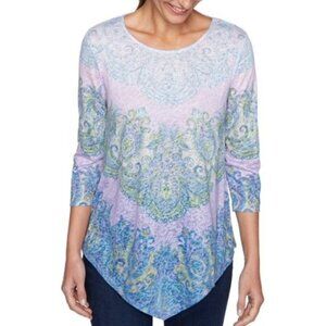 Ruby Rd lavender lightweight embellished purple paisley ombre tunic New Medium